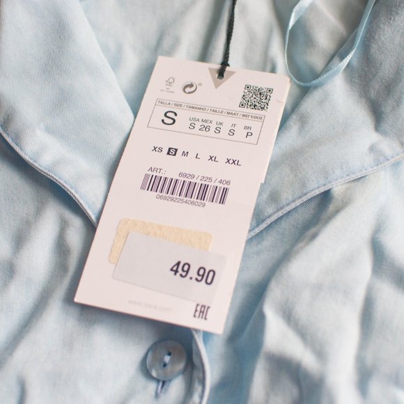 NWT Zara Mini Blue Shirt Dress Size Small - Picture 2 of 6